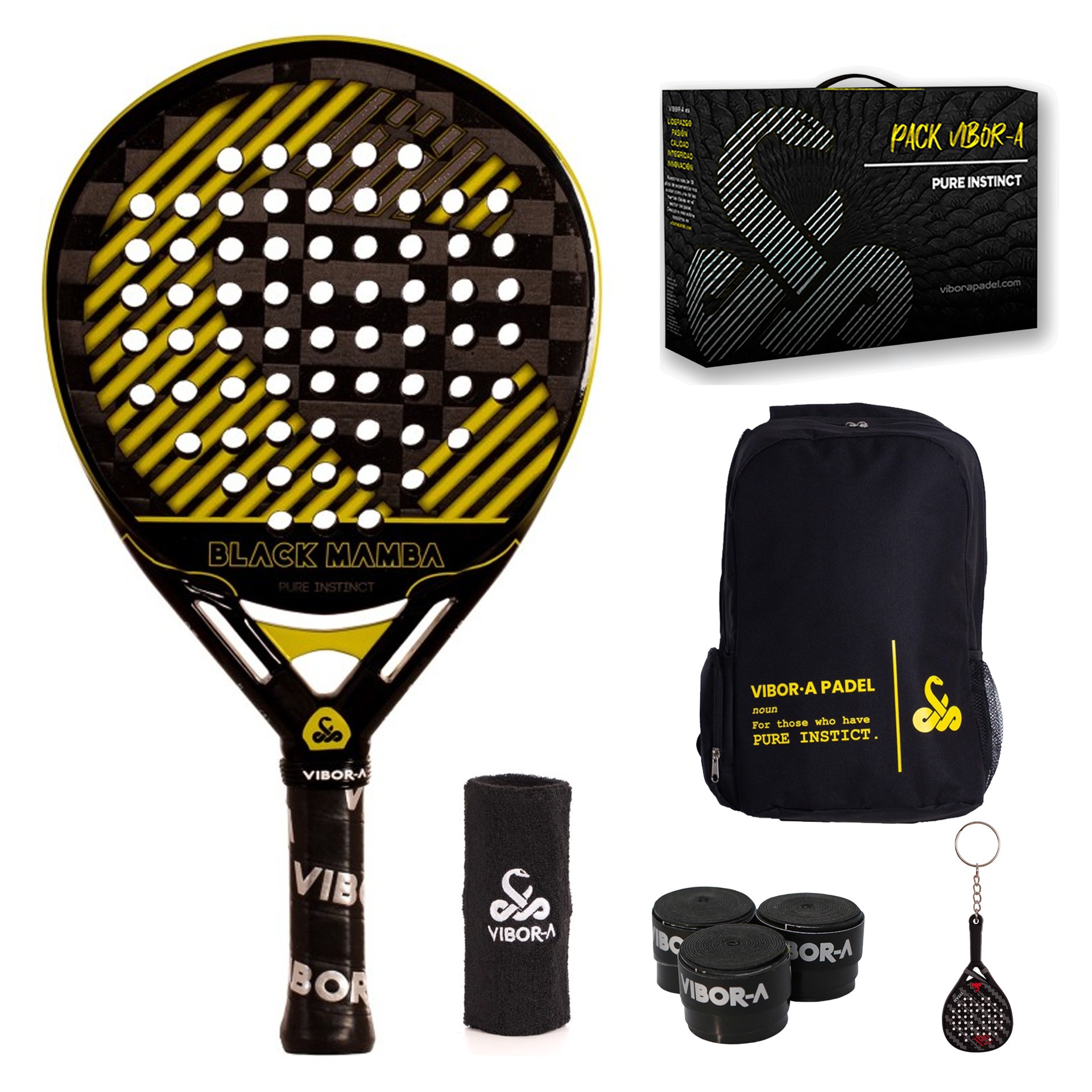 PACK PALA DE PÁDEL VIBOR-A BLACK MAMBA EVO PRO BLACK